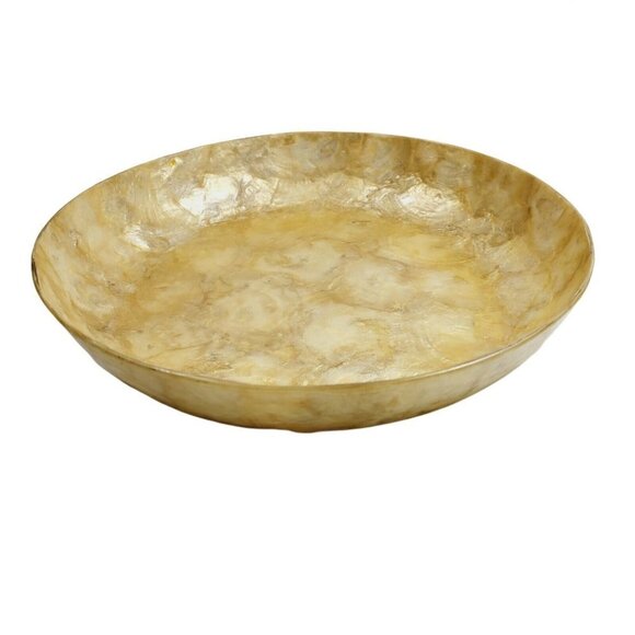 Vintage Golden Large Capiz Shell Bowl 10" Made In The Philippines Home Decor - Picture 1 of 4